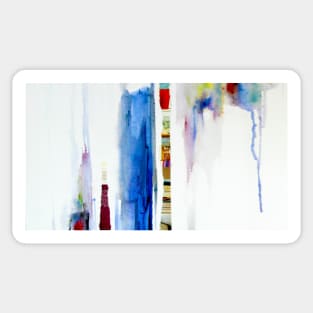 Yellow and blue modern abstract painting Sticker